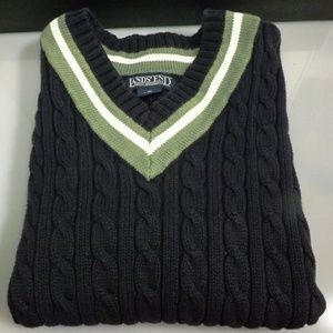 Lands End Black V Neck Sweater Vest